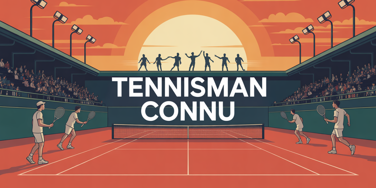 tennisman connu sur court au coucher de soleil