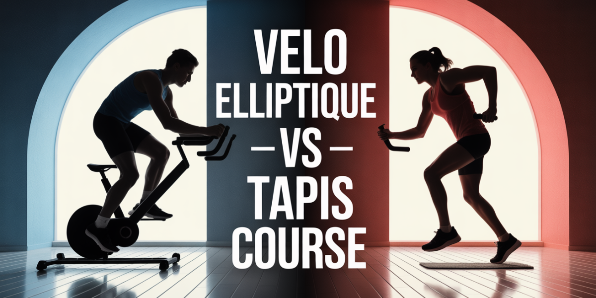 illustration comparatif velo elliptique et tapis de course salle de sport maison