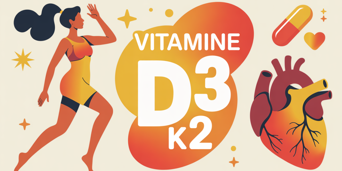 Illustration femme santé os et coeur vitamine D3 K2