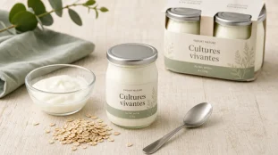 Yaourt aux probiotiques cultures vivantes en pot verre